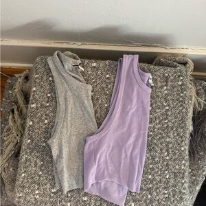 Gray and Purple Sleeveless Tops